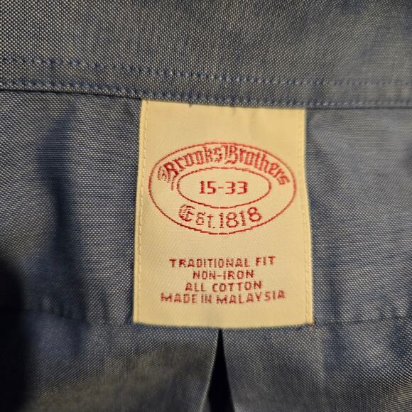 Brooks Brothers 100% cotton Button up Blue 15-33 - Picture 4 of 4